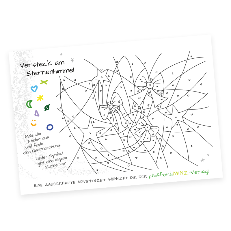 Malvorlagen Download Versteck am Sternenhimmel - Malen nach Symbolen