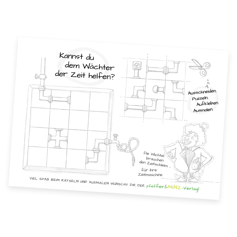 Malvorlagen-Download und Rätsel - Rohr Puzzle für die Zeitreise von Funkila